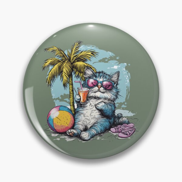 Item preview, Fluffy Blue Cat Lounging Tropical Beach designed and sold by grenithh.
