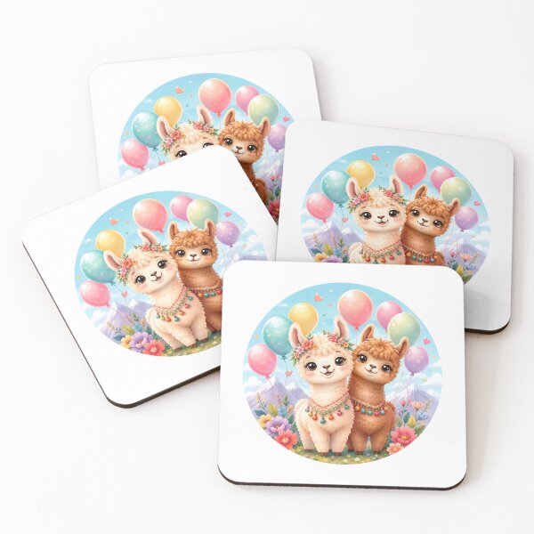 Item preview, Adorable Alpaca Friends with Pastel Balloons designed and sold by Celebrate & Sparkle.