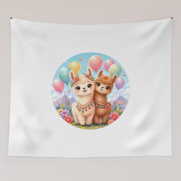 Item preview, Adorable Alpaca Friends with Pastel Balloons designed and sold by Celebrate & Sparkle.