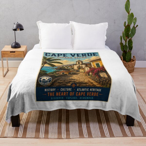 Item preview, Cidade Velha Cape Verde Vintage Travel Poster – Santiago Island UNESCO Heritage Art designed and sold by ElartedeNoel.