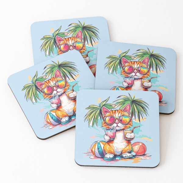 Item preview, Orange Cat Holding Two Summer Drinks designed and sold by grenithh.