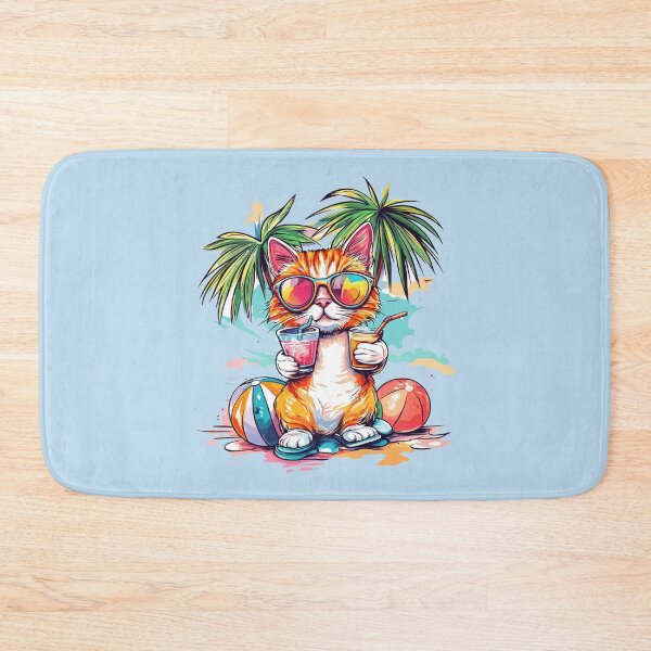 Item preview, Orange Cat Holding Two Summer Drinks designed and sold by grenithh.