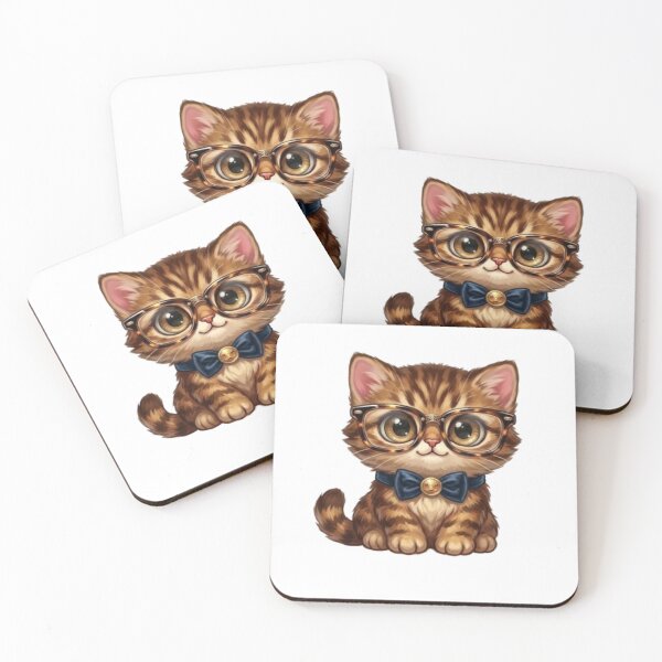 Item preview, Cute Tabby Kitten Wearing Glasses and Bow Tie Nerd Cat Art designed and sold by Northern Glow Art.