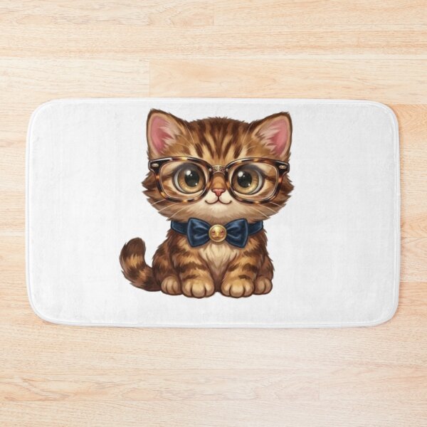 Item preview, Cute Tabby Kitten Wearing Glasses and Bow Tie Nerd Cat Art designed and sold by Northern Glow Art.