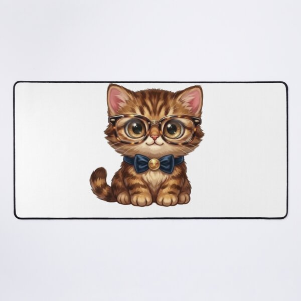 Item preview, Cute Tabby Kitten Wearing Glasses and Bow Tie Nerd Cat Art designed and sold by Northern Glow Art.
