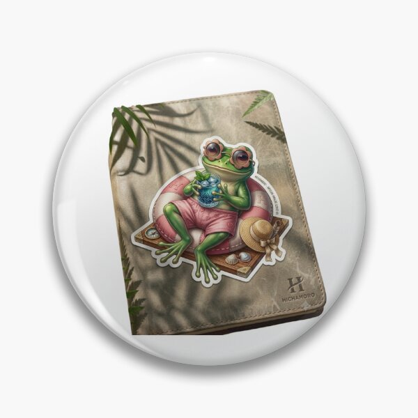 Item preview, Realistic Cute Frog Chilling Summer Paradise Drink Sticker designed and sold by HICHAMORO.