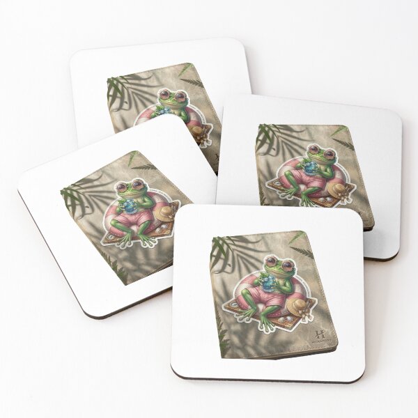 Item preview, Realistic Cute Frog Chilling Summer Paradise Drink Sticker designed and sold by HICHAMORO.
