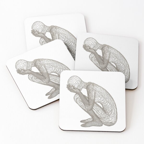 Item preview, Surreal Wireframe Human Figure Crouching Down designed and sold by LuxPrintLab.