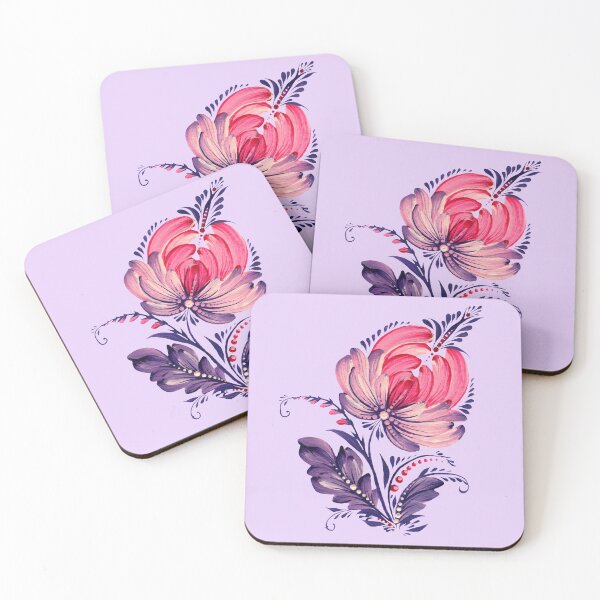 Item preview, Pink-violet flower, Ukraine art, Petrykivka style, author's drawing designed and sold by Sunflower-7.