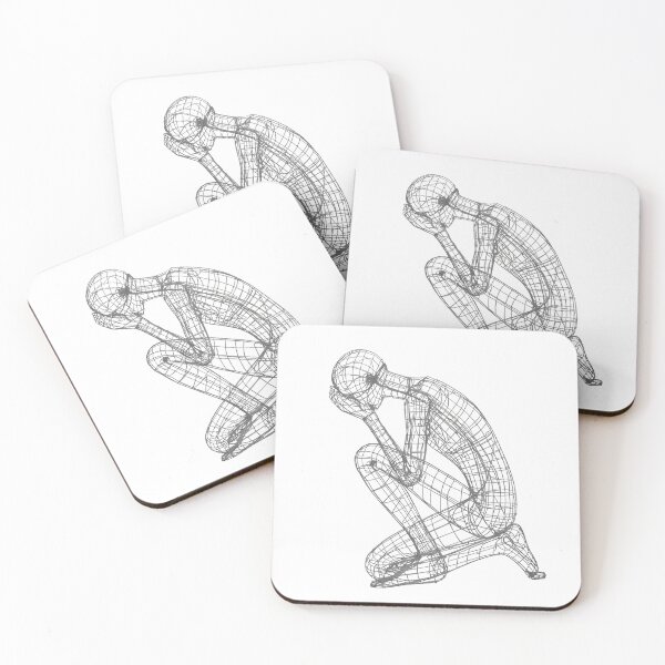 Item preview, Introspective Wireframe Figure Crouching in Shadows designed and sold by LuxPrintLab.