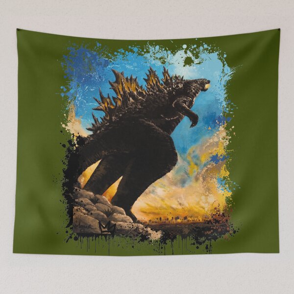 Item preview, Kaiju King Godzilla Splatter Acrylic Painting designed and sold by ArtistsAtticWI.