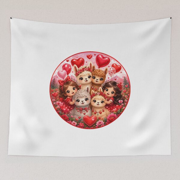 Item preview, Sweet Alpaca Family with Hearts and Balloons designed and sold by Celebrate & Sparkle.