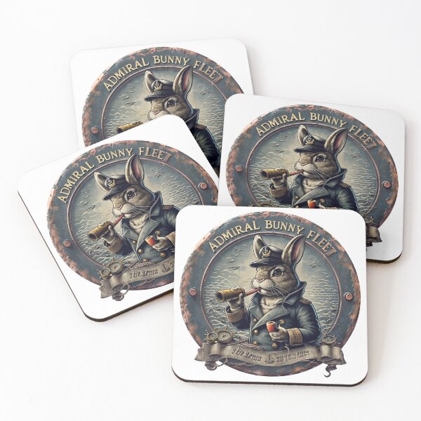 Item preview, Admiral Bunny Fleet Nautical Rabbit Captain Badge Art designed and sold by PawsRetroStudio.