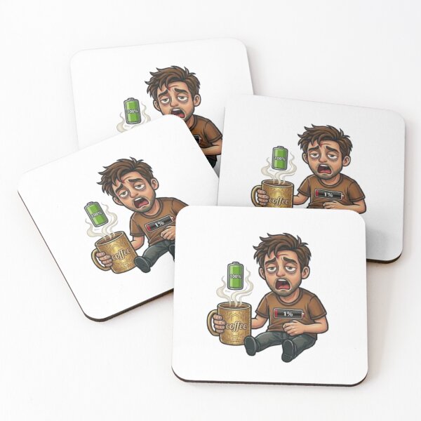 Item preview, Funny Coffee Battery 1 Percent Tired Man Morning Caffeine Meme designed and sold by Northern Glow Art.