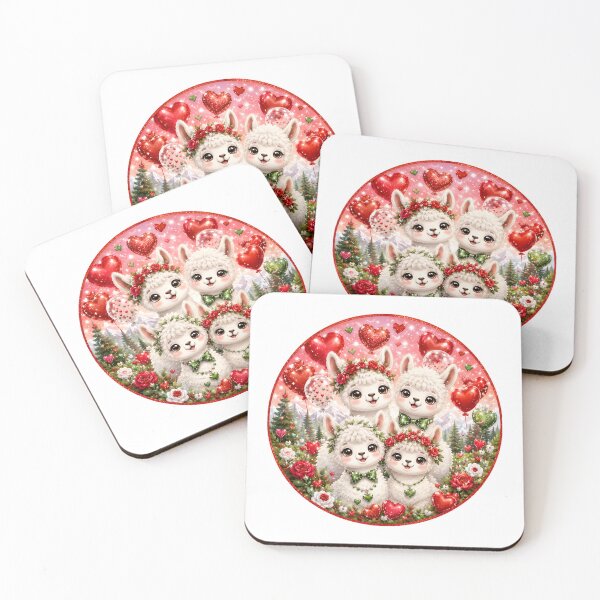 Item preview, Cute White Alpacas with Green Glitter Hearts designed and sold by Celebrate & Sparkle.