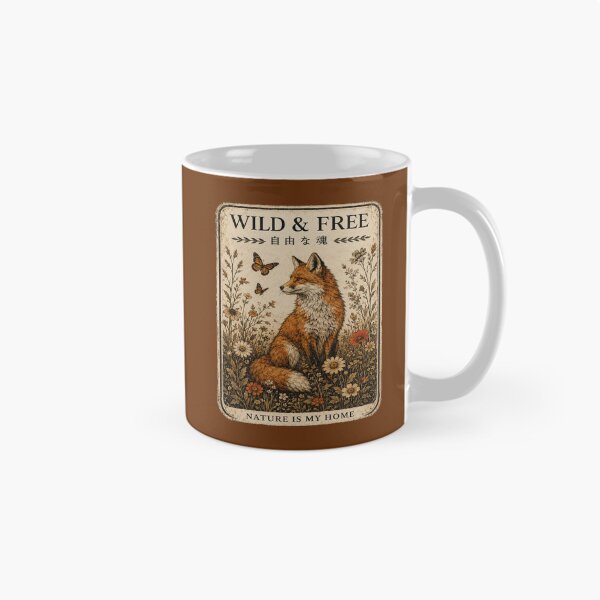 Item preview, Wild & Free Fox in Wildflowers Vintage Cottagecore Nature Design designed and sold by Rush2Buy.