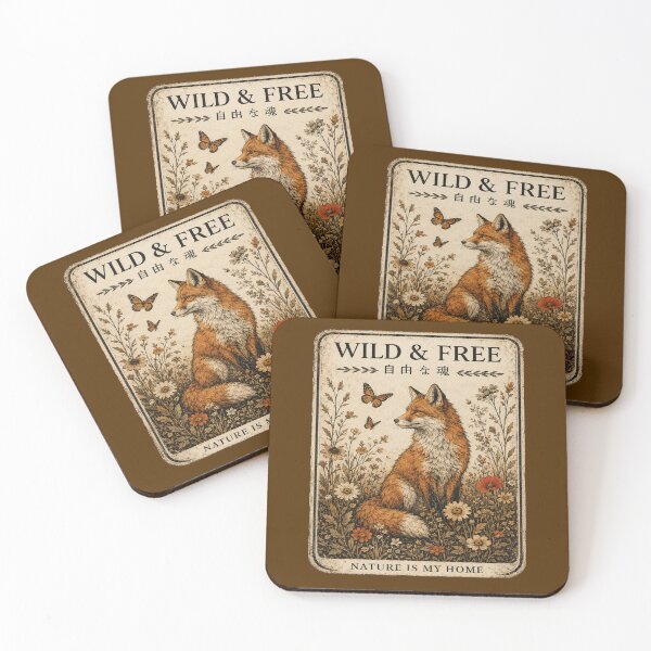 Item preview, Wild & Free Fox in Wildflowers Vintage Cottagecore Nature Design designed and sold by Rush2Buy.