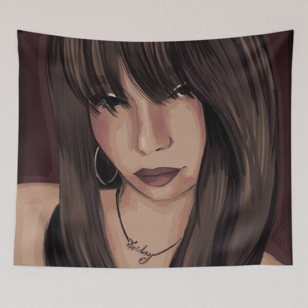 Item preview, portrait dark haired girl designed and sold by caramelrts.