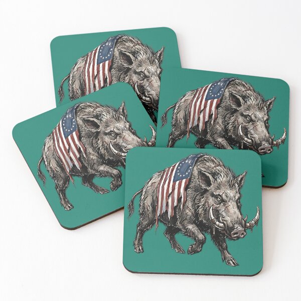 Item preview, American Flag Wild Boar | Patriotic Razorback Hog designed and sold by IronDissident.