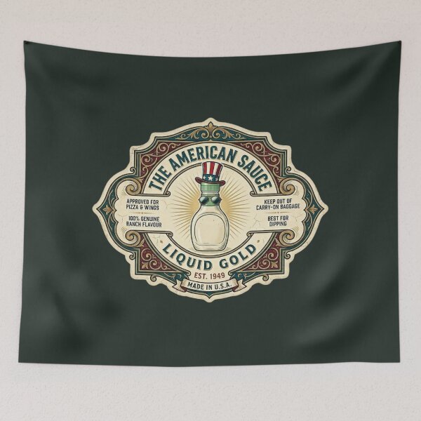 Item preview, Vintage The American Sauce Label – Retro Ranch Liquid Gold designed and sold by WildbuntingStudio.
