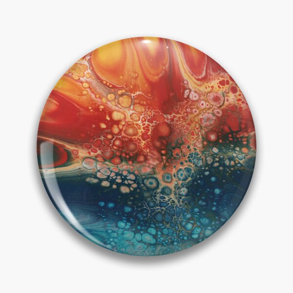 Item preview, Radiant Horizon Fluid Abstract Art – Vibrant Acrylic Pour Ocean Sunset designed and sold by SoftStyleStudio ⭐⭐⭐.