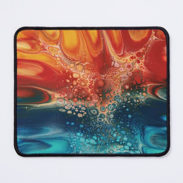 Item preview, Radiant Horizon Fluid Abstract Art – Vibrant Acrylic Pour Ocean Sunset designed and sold by SoftStyleStudio ⭐⭐⭐.