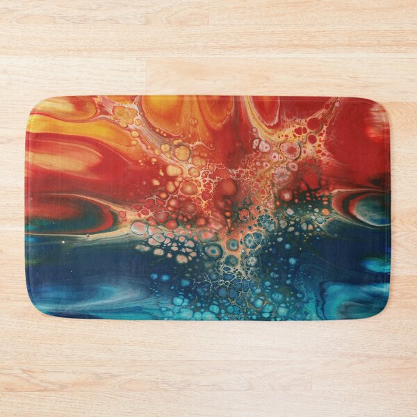 Item preview, Radiant Horizon Fluid Abstract Art – Vibrant Acrylic Pour Ocean Sunset designed and sold by SoftStyleStudio ⭐⭐⭐.