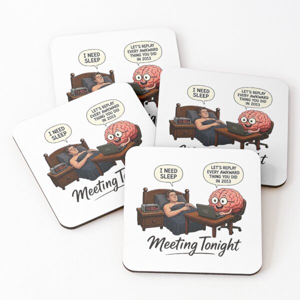 Item preview, Meeting Tonight Overthinking Brain Meme Funny Insomnia Art designed and sold by Northern Glow Art.