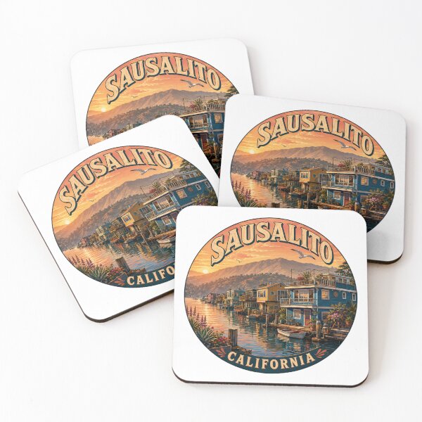 Item preview, Sausalito California: Houseboats Sunset Badge designed and sold by CircinusStore.