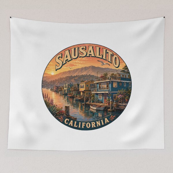Item preview, Sausalito California: Houseboats Sunset Badge designed and sold by CircinusStore.