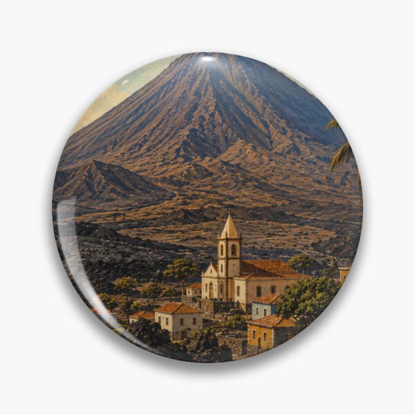 Item preview, Pico do Fogo Vintage Travel Poster – Cape Verde Volcano Wall Art designed and sold by ElartedeNoel.