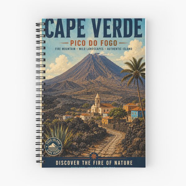 Item preview, Pico do Fogo Vintage Travel Poster – Cape Verde Volcano Wall Art designed and sold by ElartedeNoel.