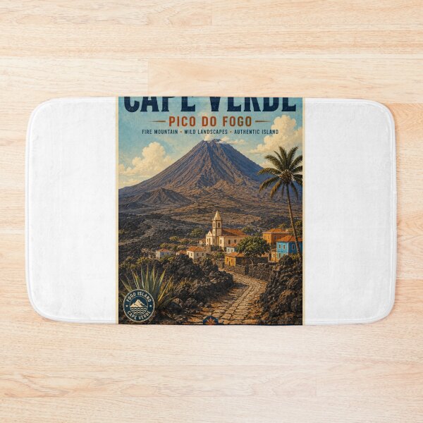 Item preview, Pico do Fogo Vintage Travel Poster – Cape Verde Volcano Wall Art designed and sold by ElartedeNoel.