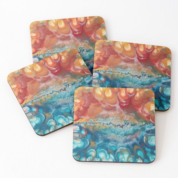 Item preview, Celestial Tide Abstract Acrylic Pour – Fire and Water Fusion designed and sold by SoftStyleStudio ⭐⭐⭐.