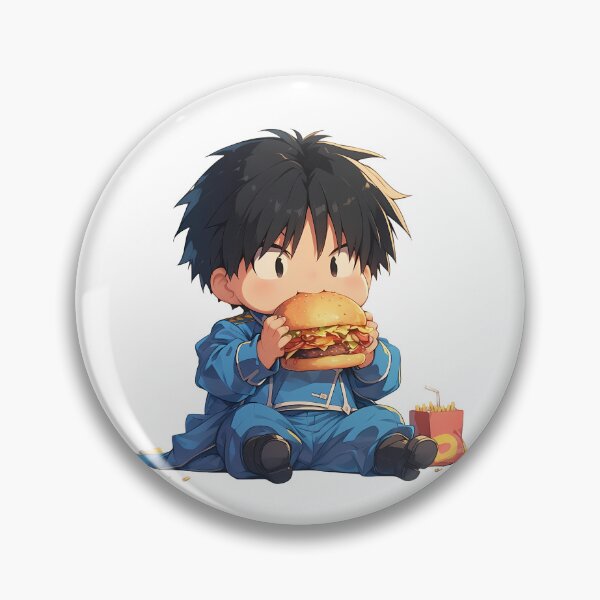 Item preview, Roy Mustang Fullmetal Alchemist Chibi Kawaii Burger Anime Calm Cool Moment designed and sold by earlobejerk.