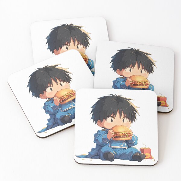 Aperçu de l'œuvre Roy Mustang Fullmetal Alchemist Chibi Kawaii Burger Anime Moment Calme et Cool créée et vendue par earlobejerk.