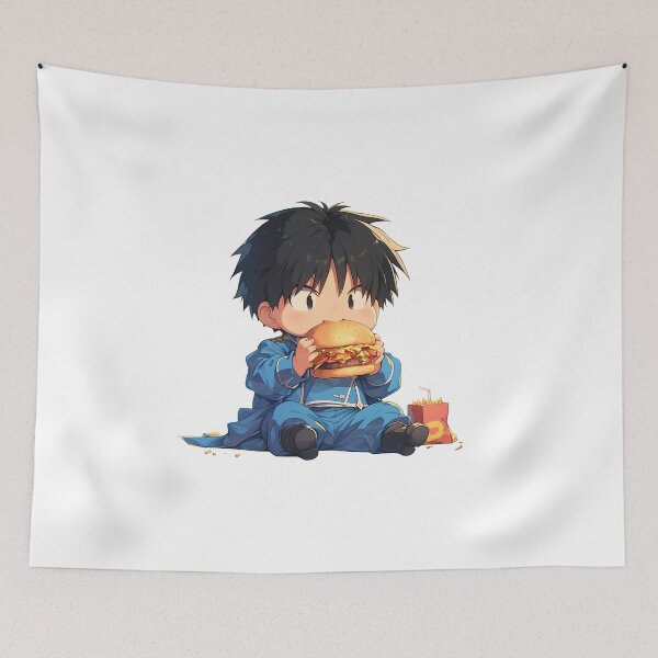 Item preview, Roy Mustang Fullmetal Alchemist Chibi Kawaii Burger Anime Calm Cool Moment designed and sold by earlobejerk.