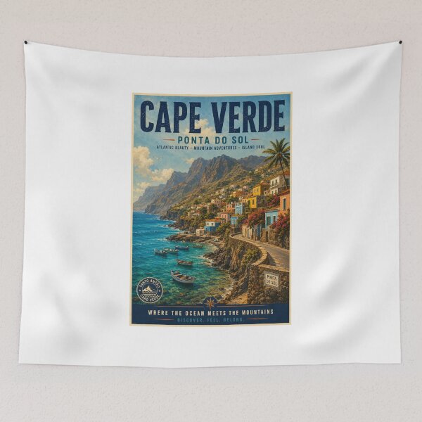 Item preview, Cape Verde Ponta do Sol Vintage Travel Poster – Santo Antão Island Coastal Wall Art designed and sold by ElartedeNoel.