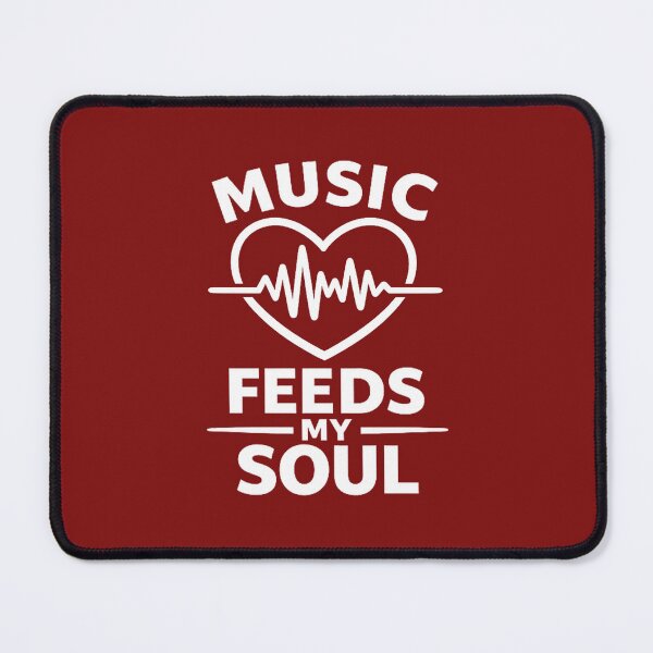 Item preview, Music Feeds My Soul. White Typography Design | Music Lover Heartbeat Graphic designed and sold by DesignHouse07.