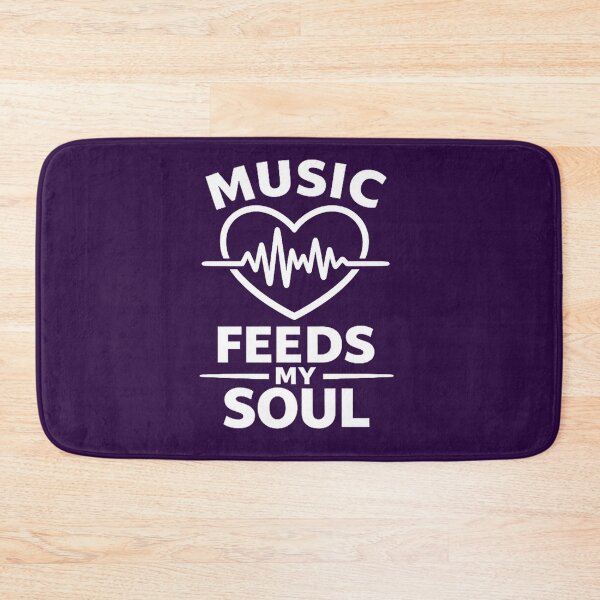 Item preview, Music Feeds My Soul. White Typography Design | Music Lover Heartbeat Graphic designed and sold by DesignHouse07.