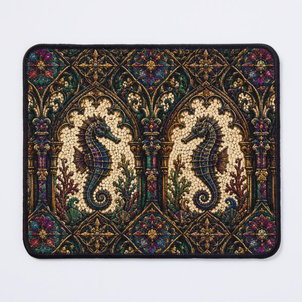Item preview, Gothic Seahorse Mosaic Pattern - Underwater Baroque Damask Art designed and sold by cabuks.