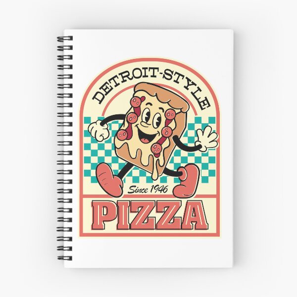 Item preview, Detroit-Style Pizza Est.1946 smiling retro cartoon square pizza with arms and legs logo style  designed and sold by Jdawnink.