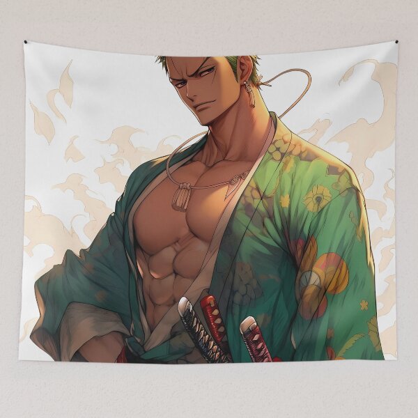 Item preview, Roronoa Zoro One Piece Green Kimono Samurai Aura designed and sold by BrianRayan.