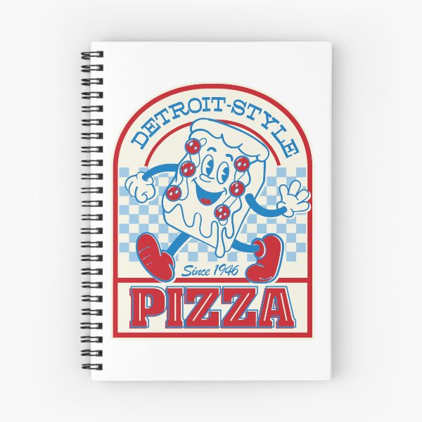 Item preview, Detroit-Style Pizza Est.1946 smiling retro cartoon square pizza with arms and legs logo style  designed and sold by Jdawnink.