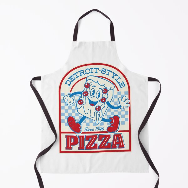 Item preview, Detroit-Style Pizza Est.1946 smiling retro cartoon square pizza with arms and legs logo style  designed and sold by Jdawnink.