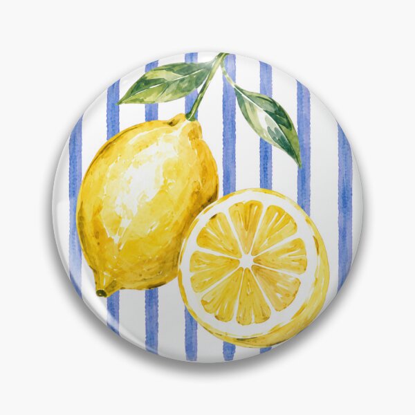 Item preview, Watercolor Lemon Blue Striped Summer Design designed and sold by Retro Moon Studio.