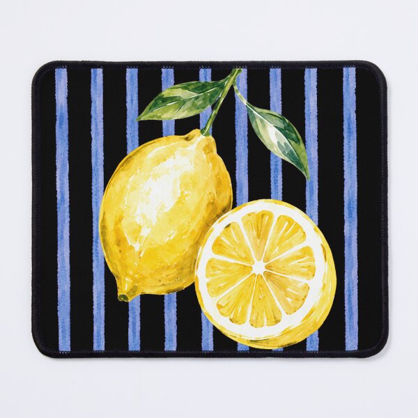 Item preview, Watercolor Lemon Blue Striped Summer Design designed and sold by Retro Moon Studio.