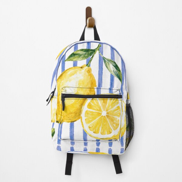 Item preview, Watercolor Lemon Blue Striped Summer Design designed and sold by Retro Moon Studio.