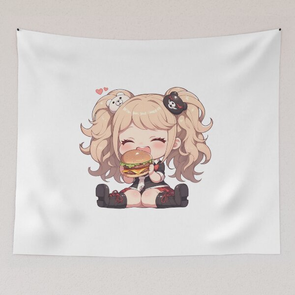 Item preview, Junko Enoshima Danganronpa Chibi Burger Kawaii Twin Tail Mood designed and sold by earlobejerk.