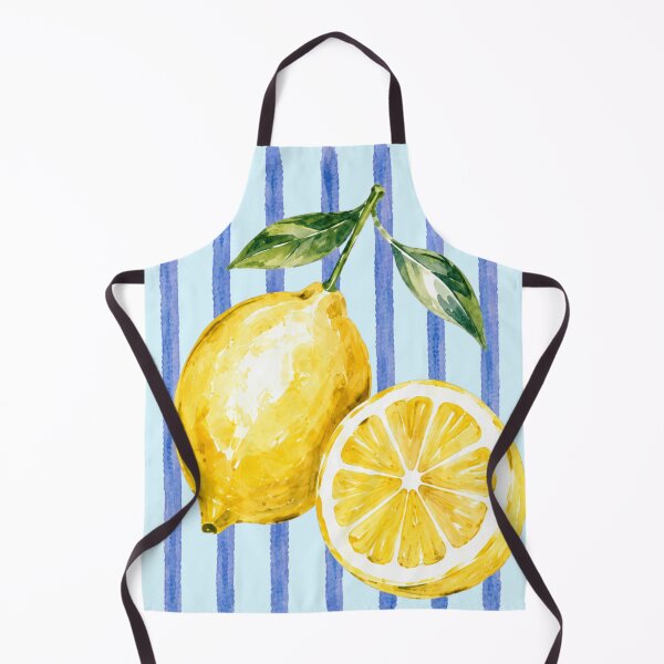 Item preview, Watercolor Lemon Blue Striped Summer Design designed and sold by Retro Moon Studio.